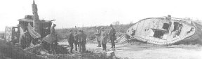 Falcons team members view wrecked tanks on old battlefield ~ Copyright 1999 Brian Johannesson